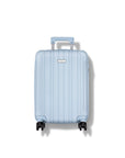 Light blue suitcase on a white background