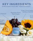 KEY INGREDIENTS 2% Niacinamide (Vitamin B3) + Hyaluronic Acid plus...3% Pumpkin Seed, 1% Vitamin E, Grape, Carrot, Jojoba & Sunflower Seed Oil, 5% Vegan Squalane, Proprietary Dutch Tulip Complex