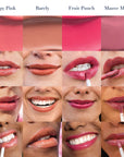Swatches of Lip Oil on lips of different skin tones