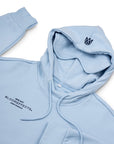 Light blue hoodie with Bloomeffects logo on a white background