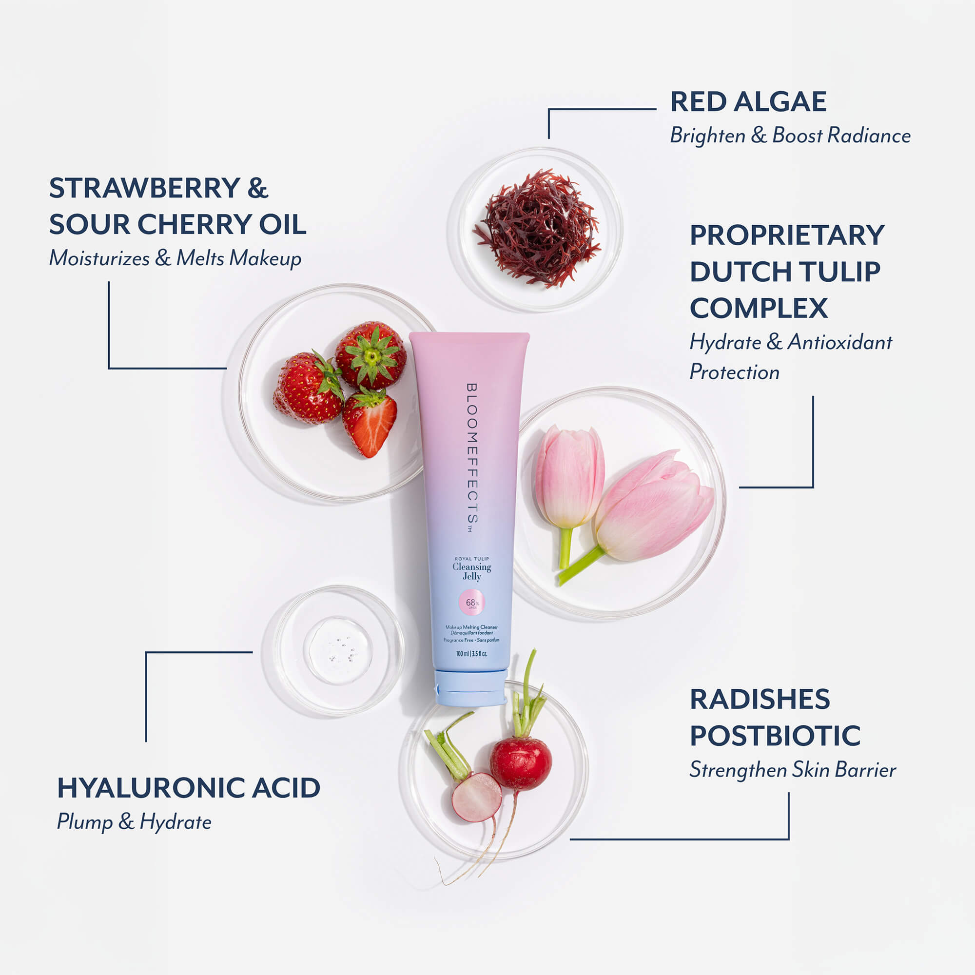 Product tube with ingredients displayed on a white background