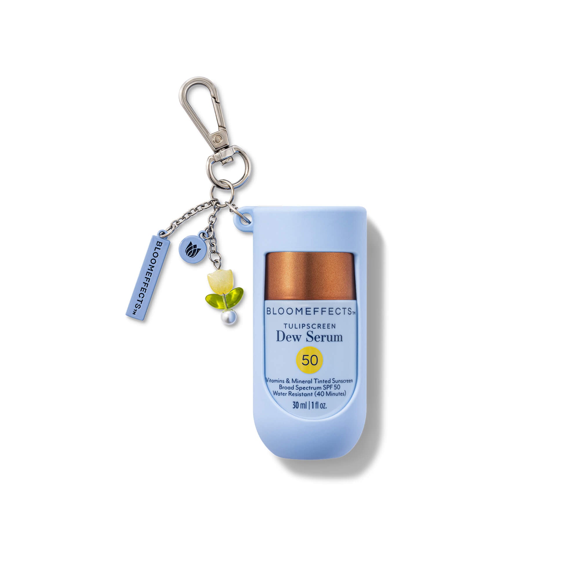 Bloomeffects Dew Serum with keychain on a white background