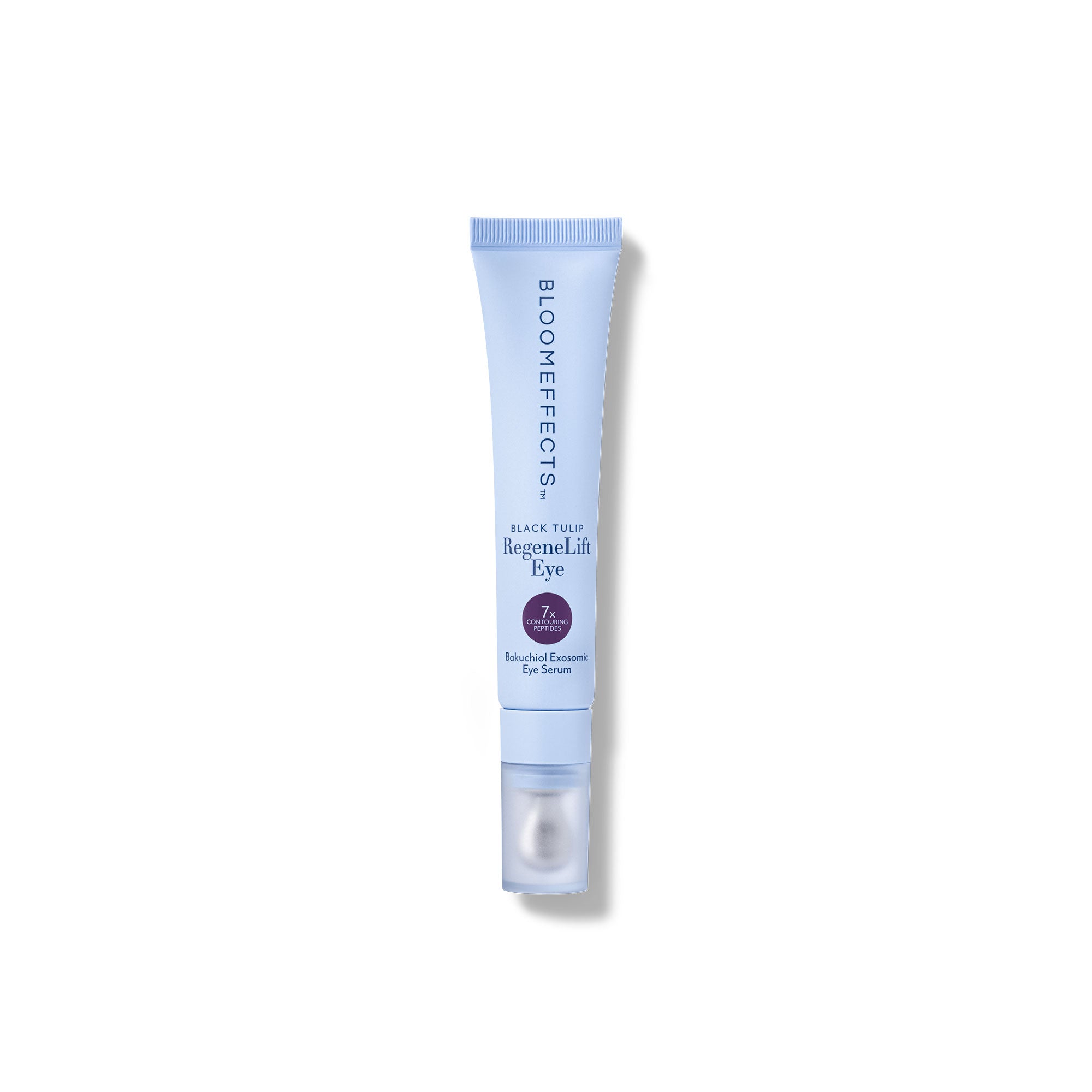 Bloomeffects Black Pigment Repaired Lip Eye Serum in a light blue squeeze tube with a clear cap, shown on a white background with a soft shadow.